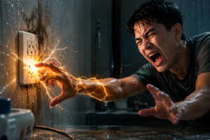 Giật điện khi vô tình sờ vào thiết bị nhiễm nước