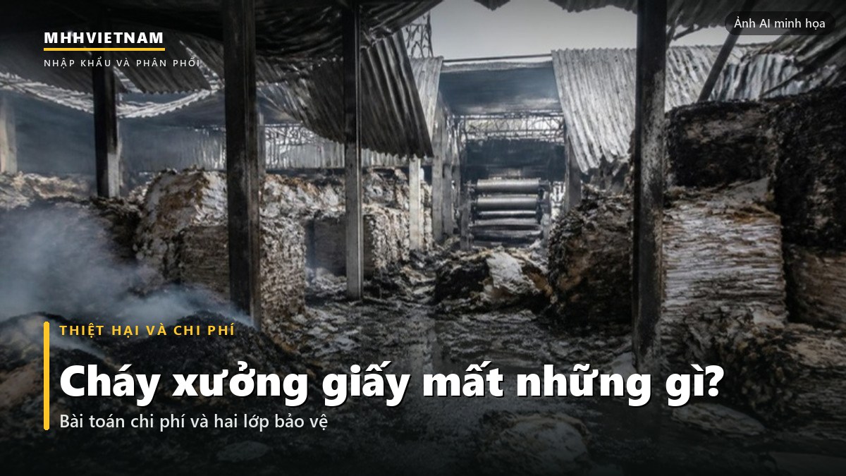 Kho giấy sau hoả hoạn, mái tôn sập và kiện giấy cháy