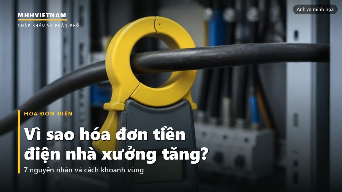 Ampe kìm kẹp quanh cáp điện trong tủ phân phối nhà xưởng