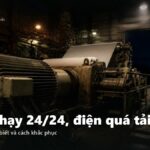 Mô tơ và máy giấy chạy ban đêm trong nhà xưởng