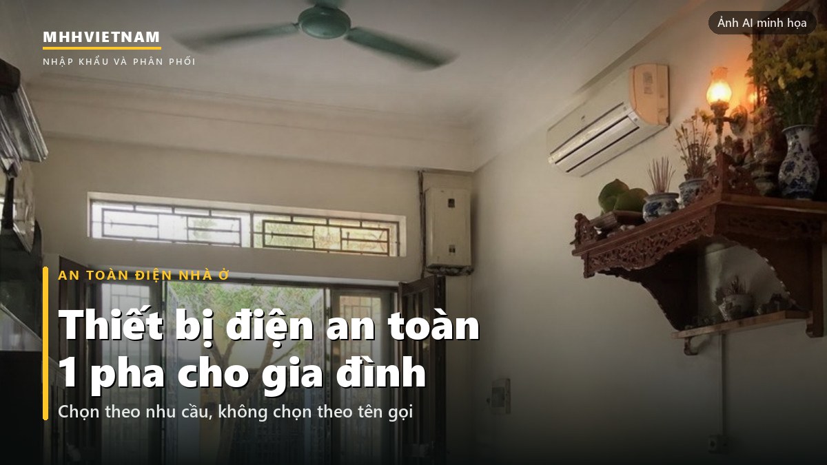 Phòng khách nhà Việt với tủ điện nhỏ gắn cao cạnh cửa ra vào