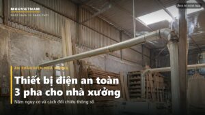 Xưởng mộc với máy cưa, máy bào và mùn cưa trên sàn