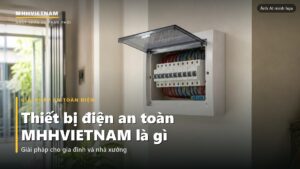 Tủ điện gia đình gắn tường cạnh cầu thang trong nhà ống Việt Nam